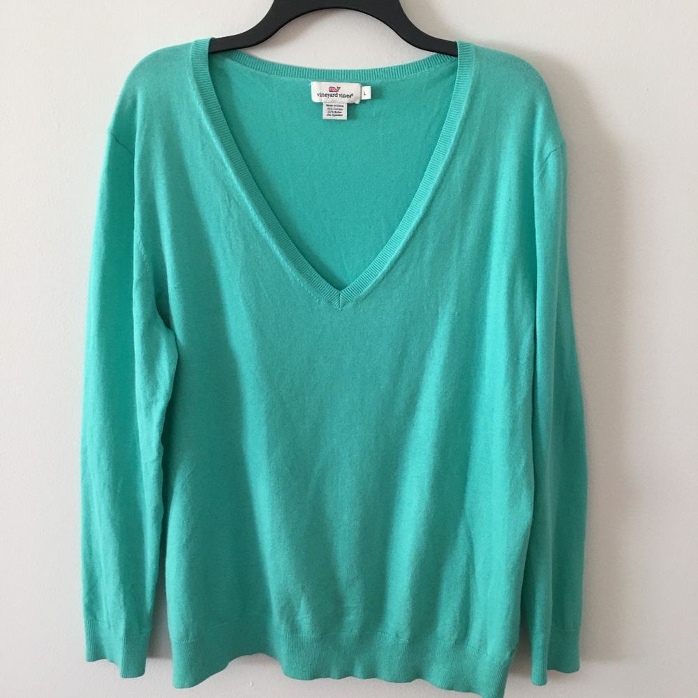 Vineyard Vines Turquoise V-neck Sweater